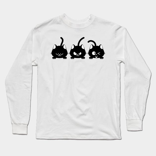 Black kitty buddies Long Sleeve T-Shirt by AnnArtshock